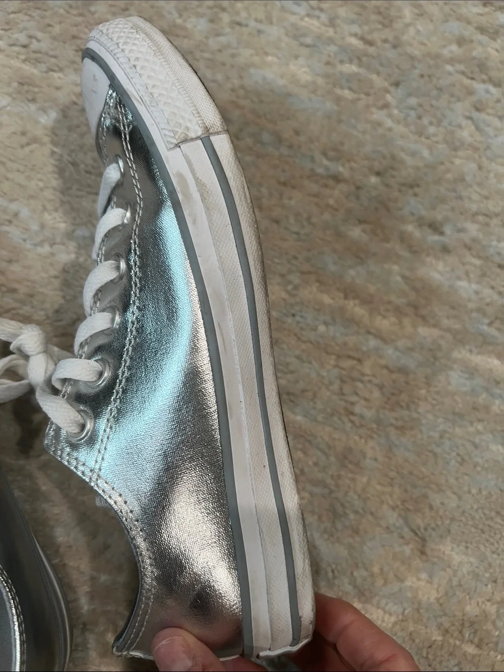 Converse Metallic Silver Low Top Sneakers